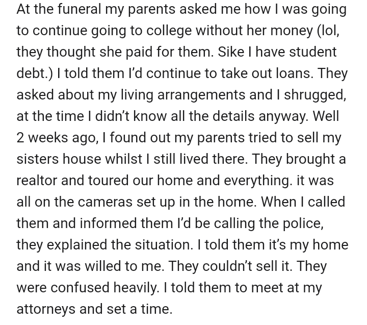 The parents tried to sell their late daughter's house without knowing ownership had been transferred to someone they least expected
