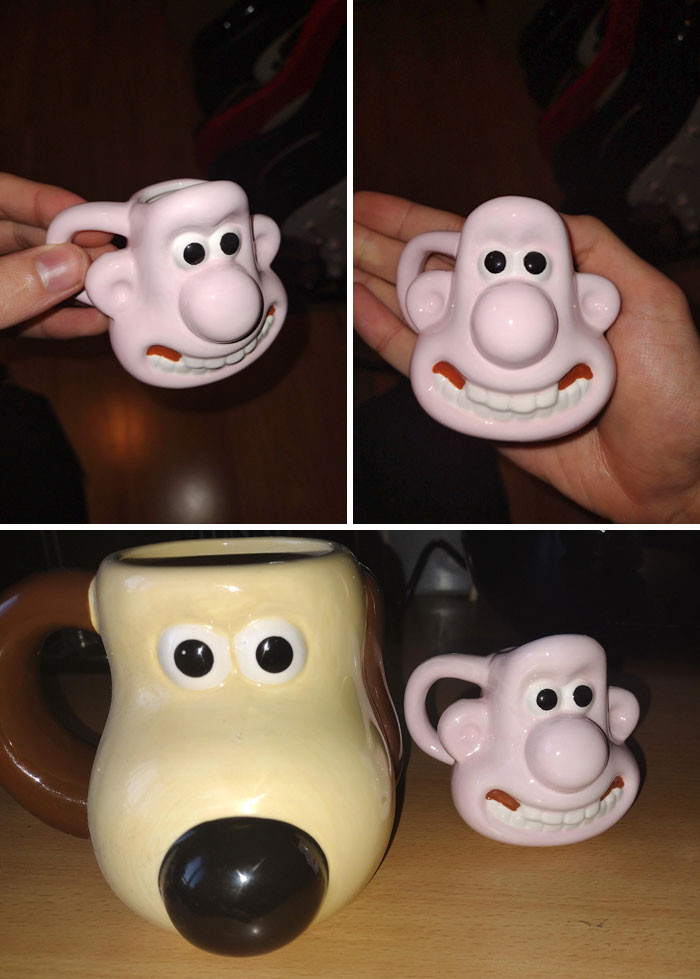 24. I Purchased A Wallace Mug To Go With My Gromit Mug. Unbeknownst To Me, I Had Ordered A Comically Small Mini-Mug