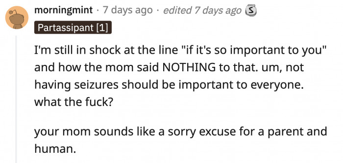 OP had to rely on herself when her mom was literally there but chose to do nothing