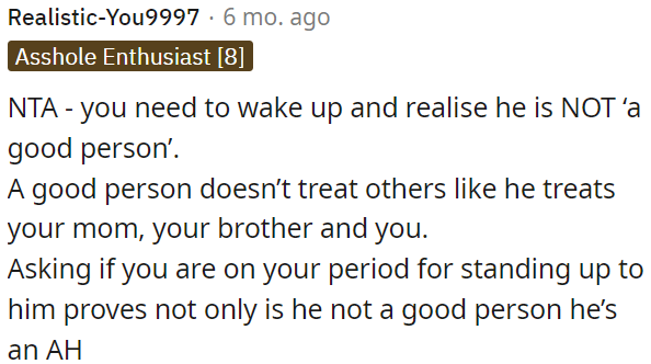 Asking about OP's menstrual cycle is disrespectful.