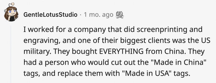 3. Cutting costs by not locally producing materials