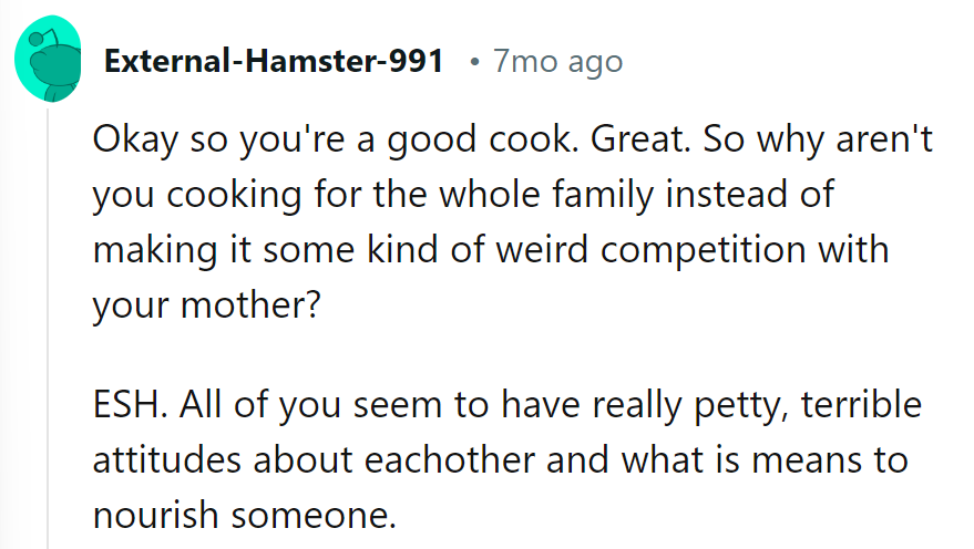 From cooking contest to family feud: let's trade spatulas for harmony. Bon appétit, with a side of peace!