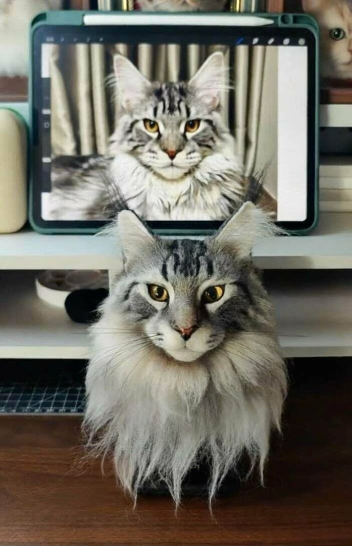 "I Tried To Capture The Calm Pride Of A Maine Coon In Wool Form"
