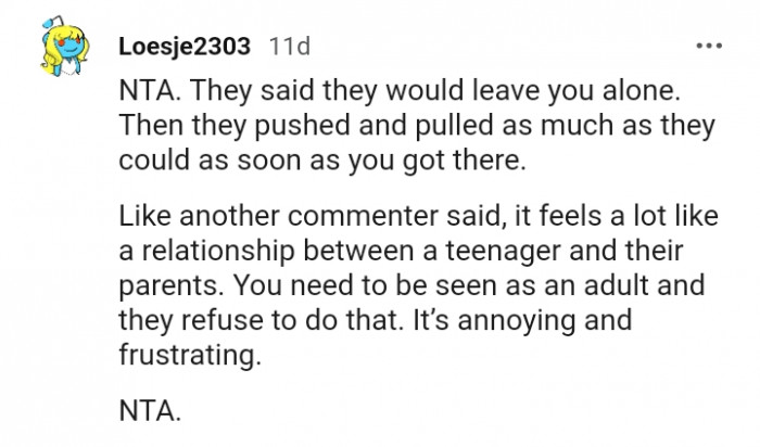 A relationship between a teenager and a parent