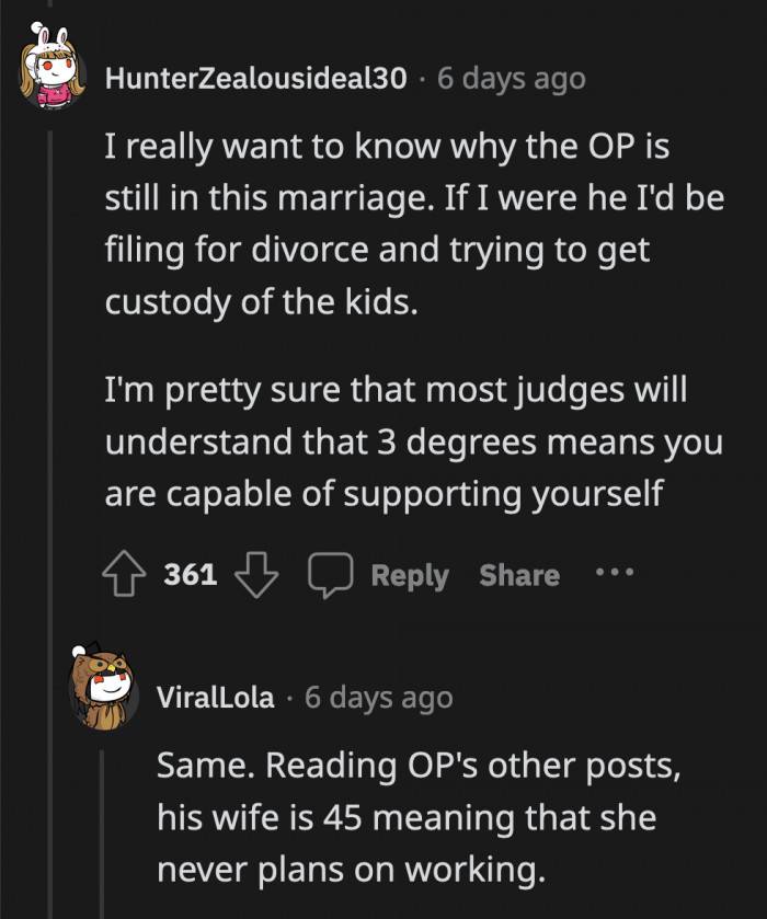 In what way does she better his life, I wonder?