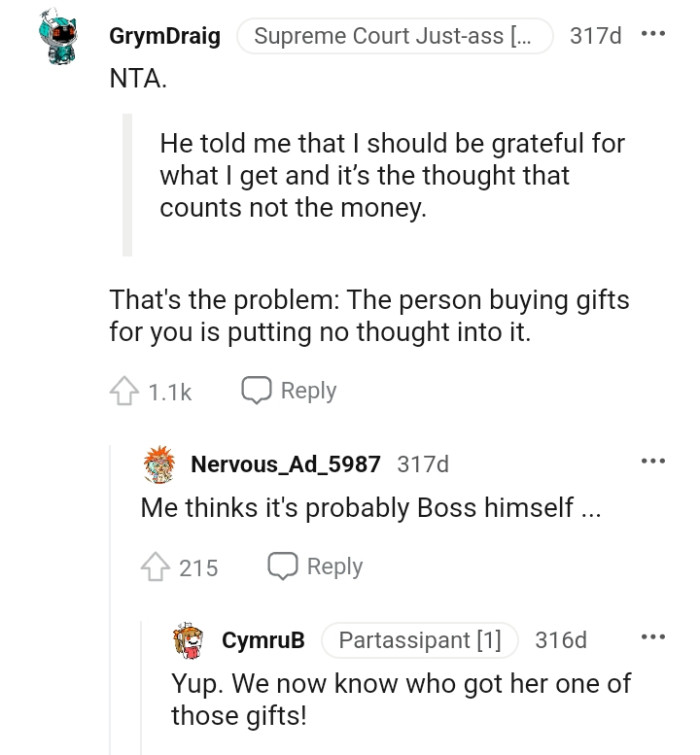 Let's head into the comments section and find out what other Redditors have to say regarding the story