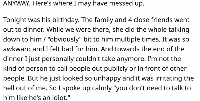 Here’s what went wrong in OP’s opinion