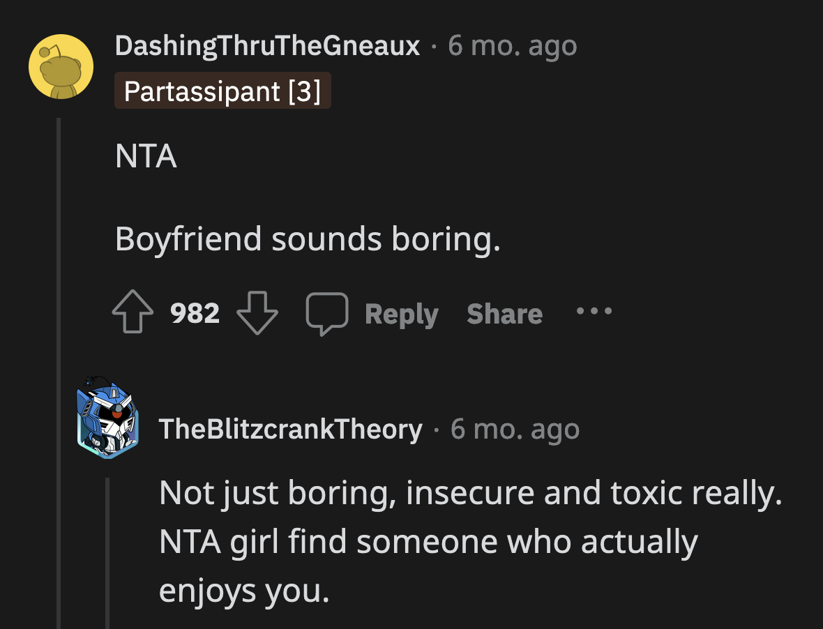 Is OP prohibited from dancing for the rest of their relationship?