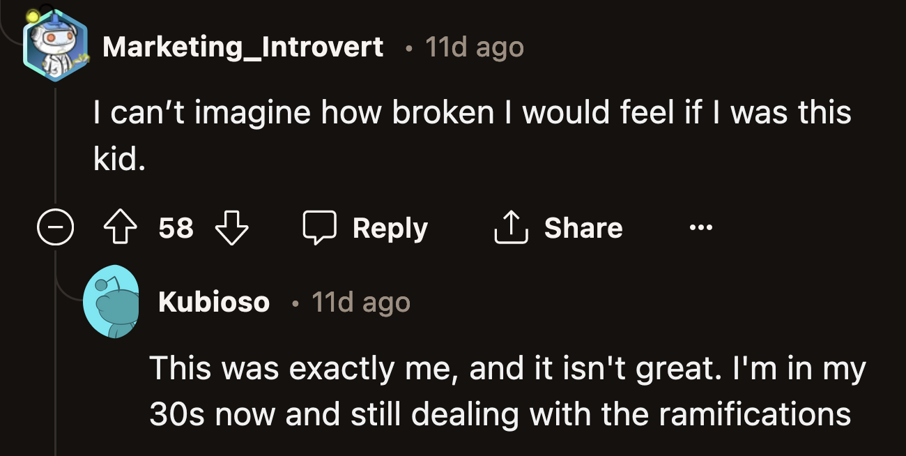 All they are doing is ensuring that their son has a lifetime subscription to a therapist.