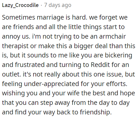 OP feels underappreciated for his efforts.