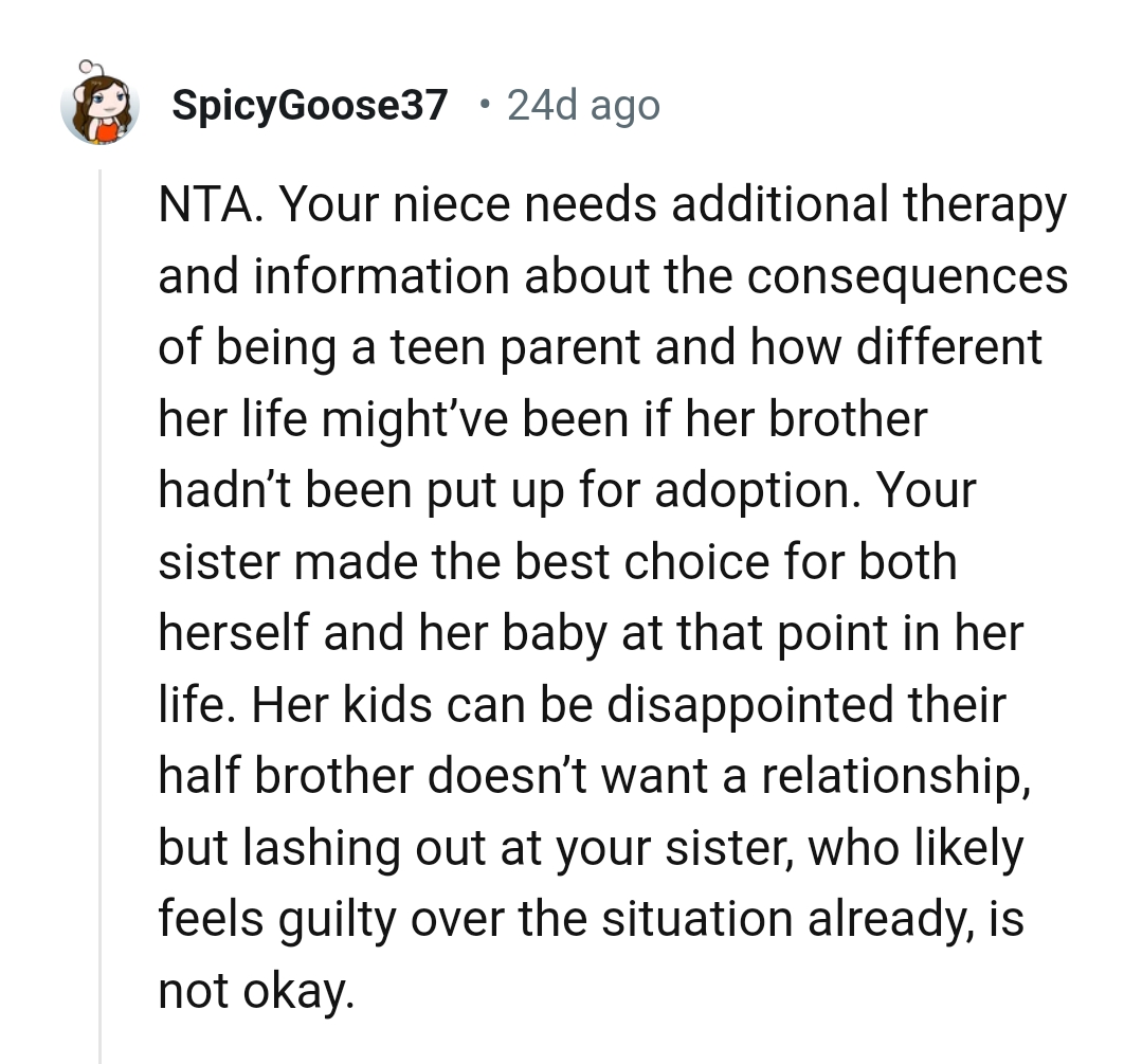 OP's sister made the best choice for everyone