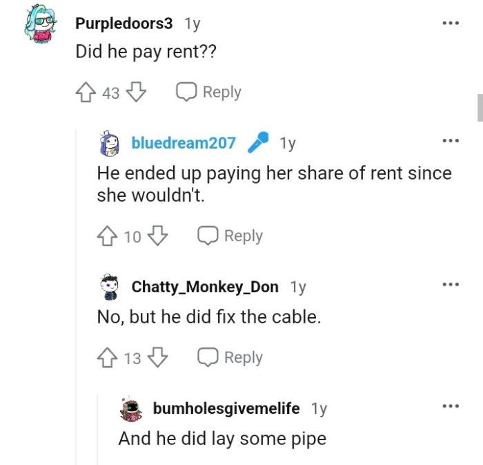This Redditor just wants to know if the boyfriend paid rent
