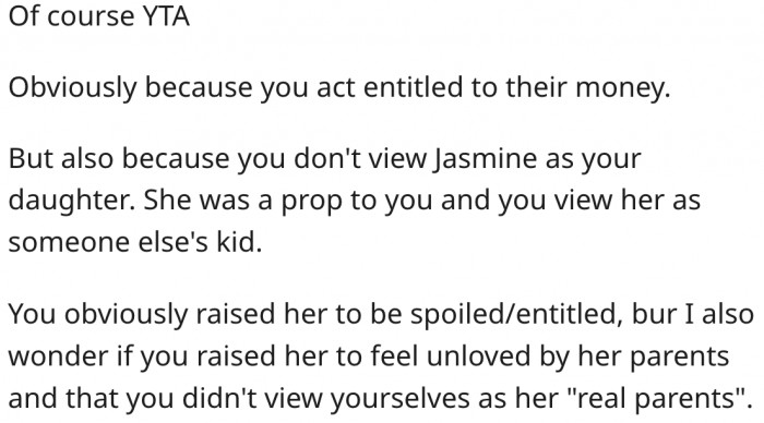20. He needs to start viewing Jasmine as his daughter, not someone else's.