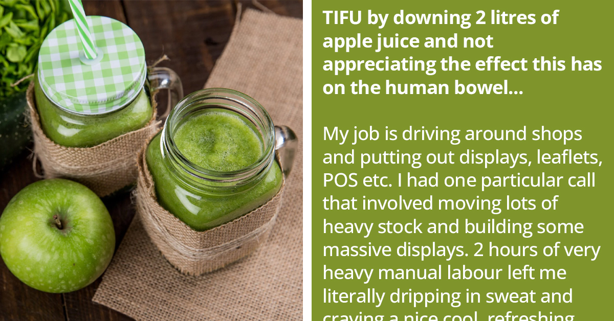 Man's Funny Story Of How His Bowels Went Loose After Consuming 2 Liters Of Apple Juice Has Cracked Redditors Up