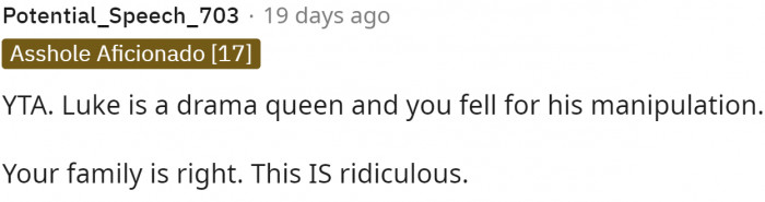 Obviously, it's the husband's fault here.