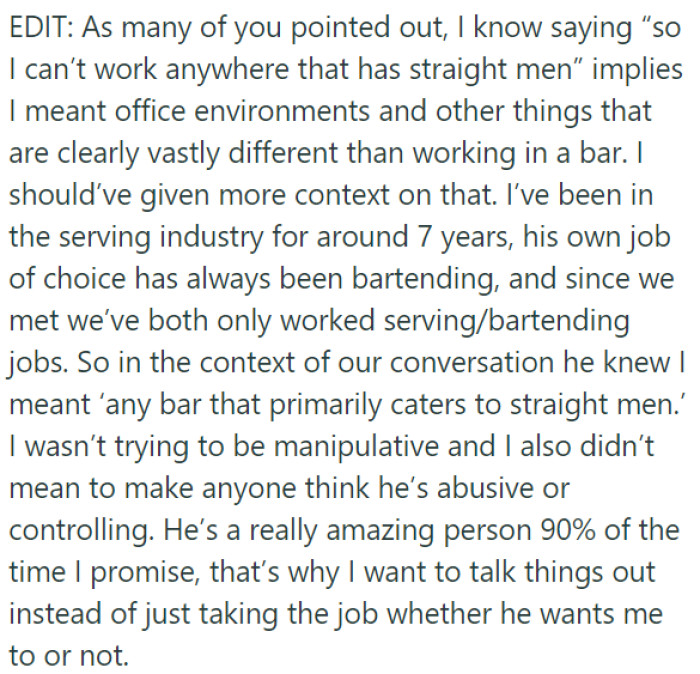 OP values open communication with her partner and want to discuss the job opportunity instead of making a unilateral decision.