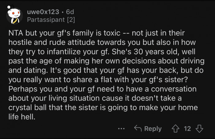 At least OP's girlfriend has his back.