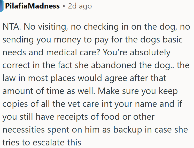 OP is completely right - she did abandon the dog.
