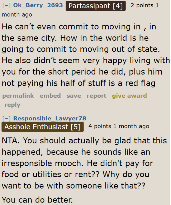 At this point, the OP can't expect her boyfriend to commit when she finally moves out of state.