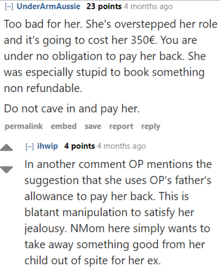 Even if the mom is demanding repayment, they have no obligation to do so.