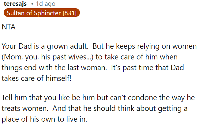 OP needs to let him know she cares about him but can't support how he treats women.