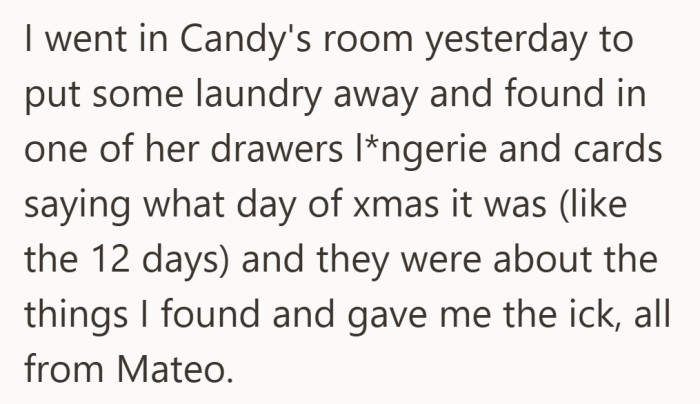 The holiday themed items crossed a line she never expected to deal with at sixteen.