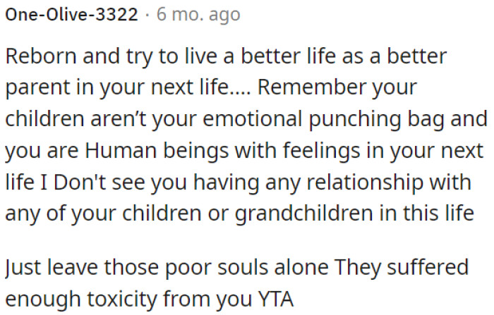 OP's current actions have caused her daughter a lot of pain.