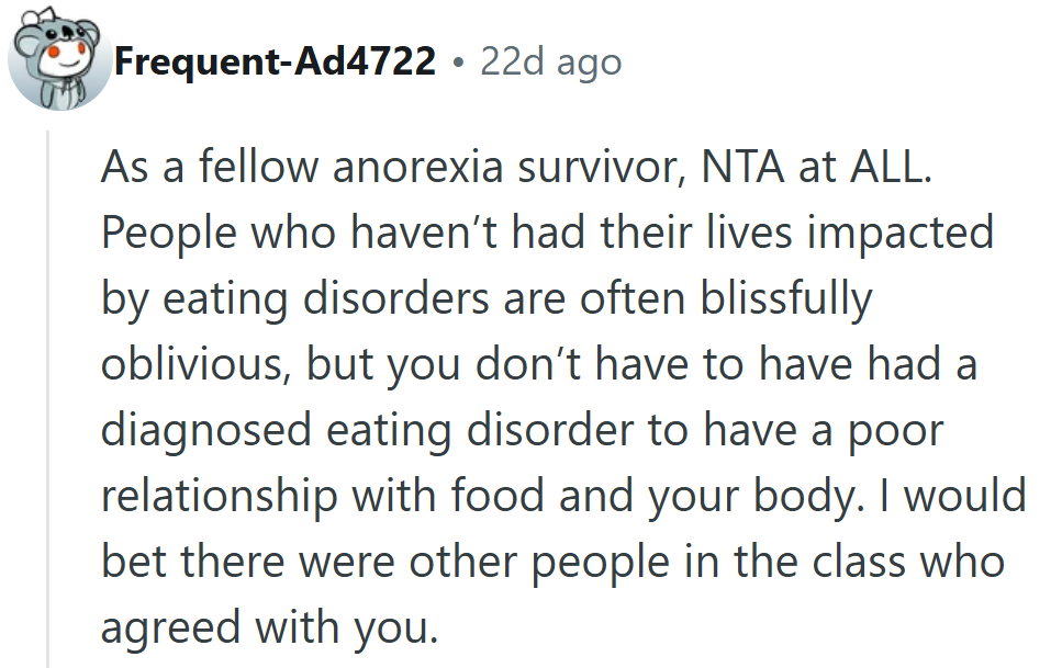 Survivors know how easily classroom talk can reopen old wounds—this comment struck a chord with many.