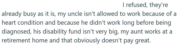 But the OP refused to give his sister up.