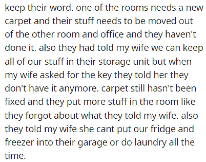 OP has a problem with his wife's parents, saying that they never keep their word