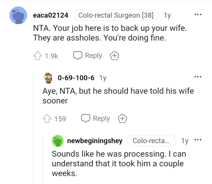 The OP's job here is to back up his wife