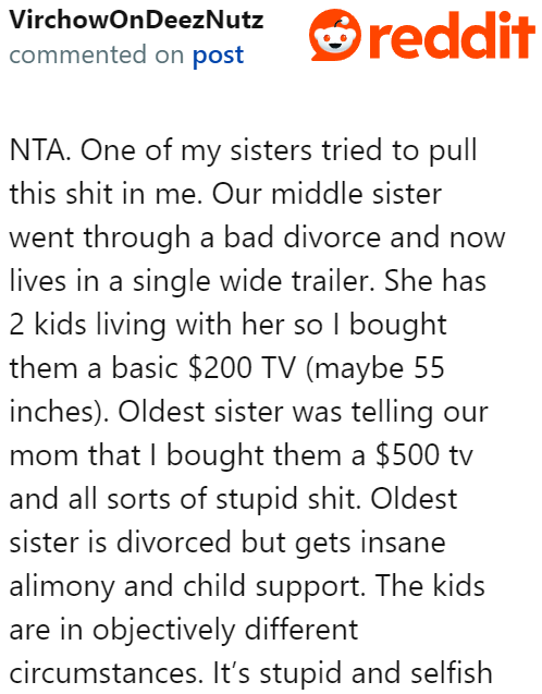 One user had the same experience with his sisters.