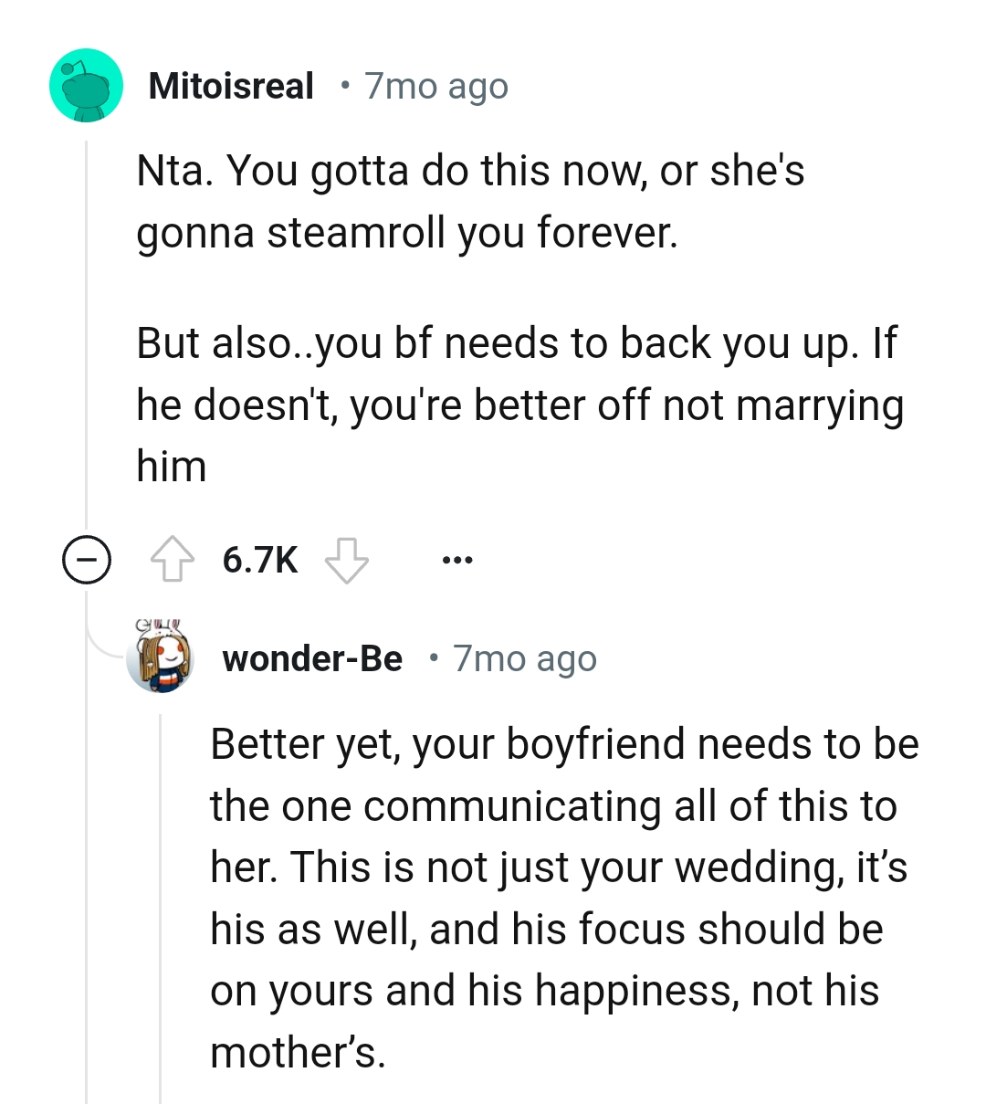 OP's boyfriend needs to back her up