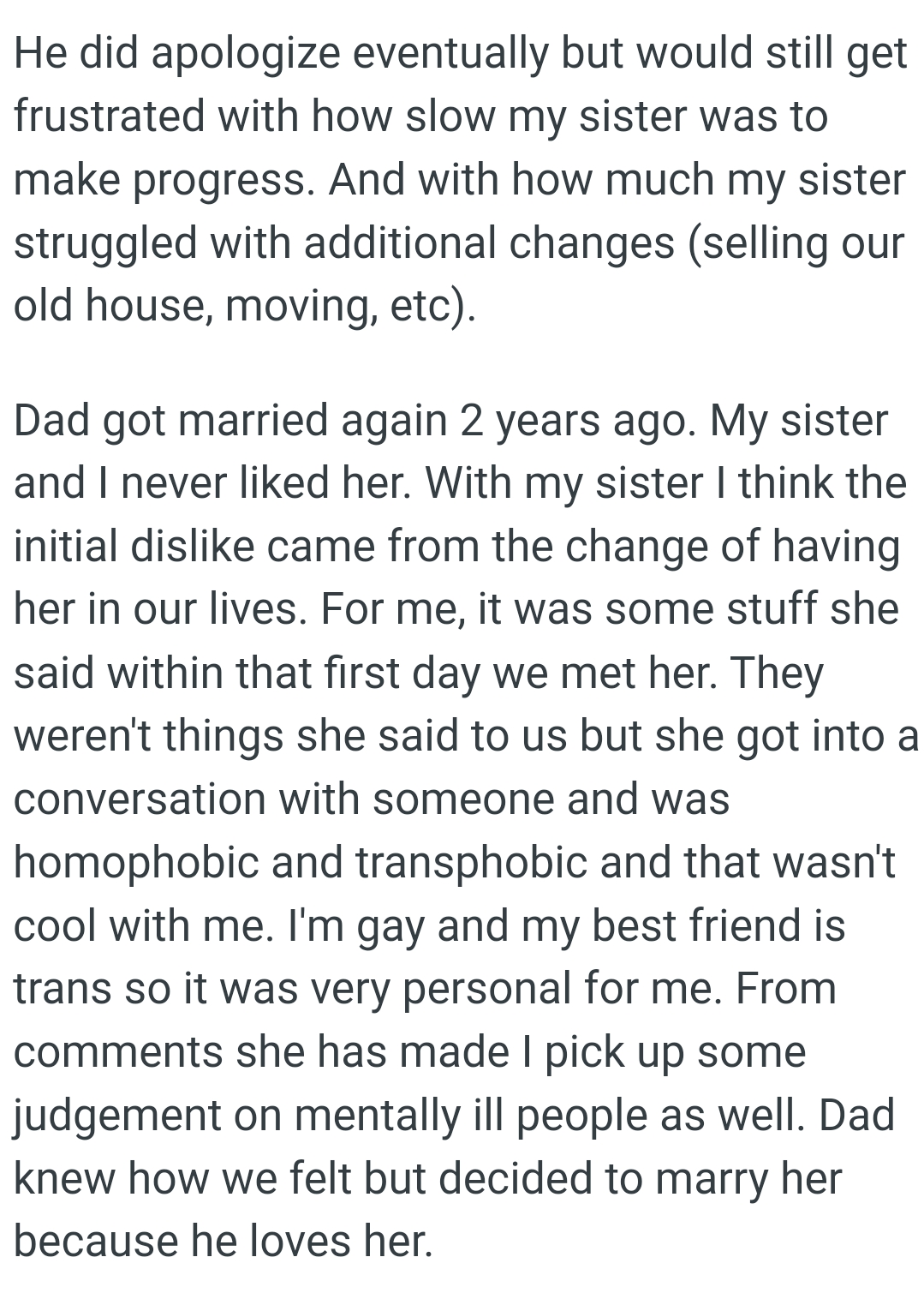 She got into a conversation with someone and was homophobic and transphobic