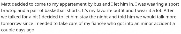 She describes how Matt came to her house and how the first night went.