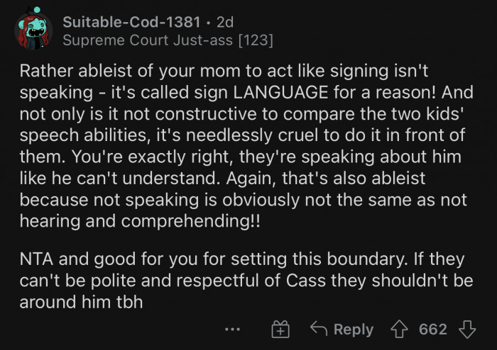 OP has every right to set some boundaries.