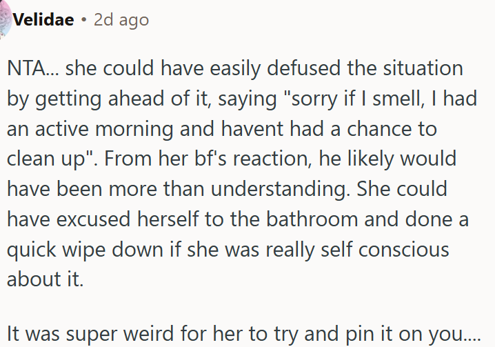 Cousin should have handled it herself.