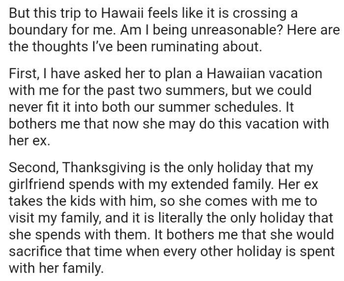 Thanksgiving is the only holiday that his girlfriend spends with his extended family