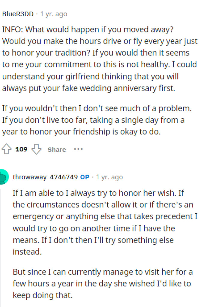 Then someone asked OP a question basically to gauge how serious this was for OP.