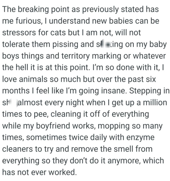 The OP loves animals so much but over the past six months, she feels like she's going insane