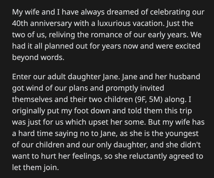 They called Jane when they landed. She was upset. Apparently, she thought OP and his wife were going to babysit her kids so she and her husband could spend some alone time.