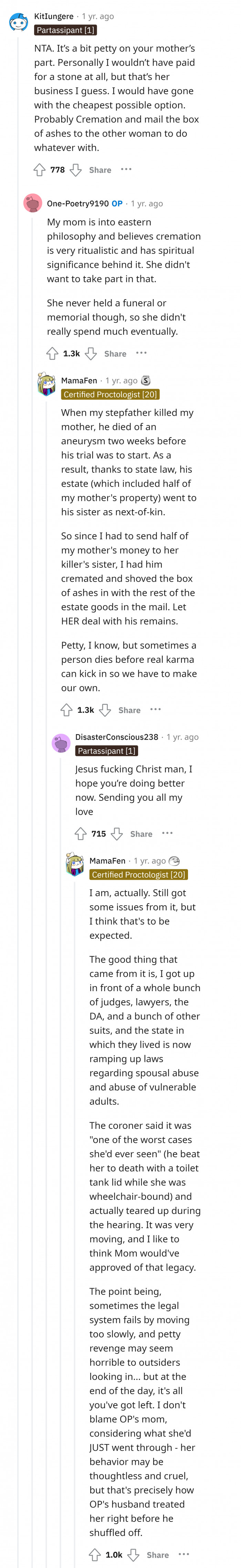 Her behavior might be thoughtless and cruel, but that's probably how her husband treated his wife.