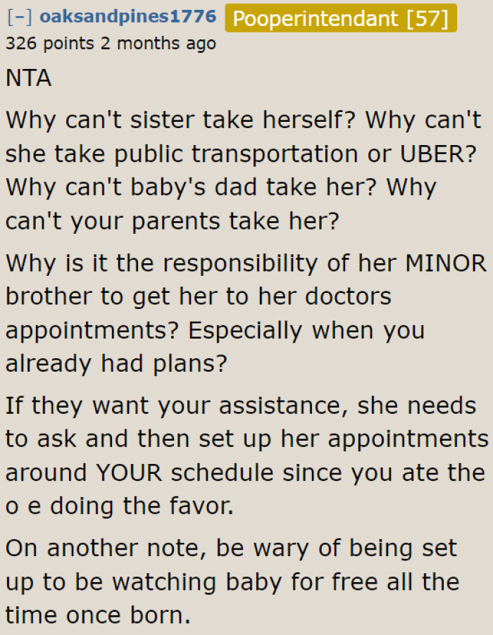 It's so easy to take an UBER just this once. He can always help his sister, but not at the expense of his future.