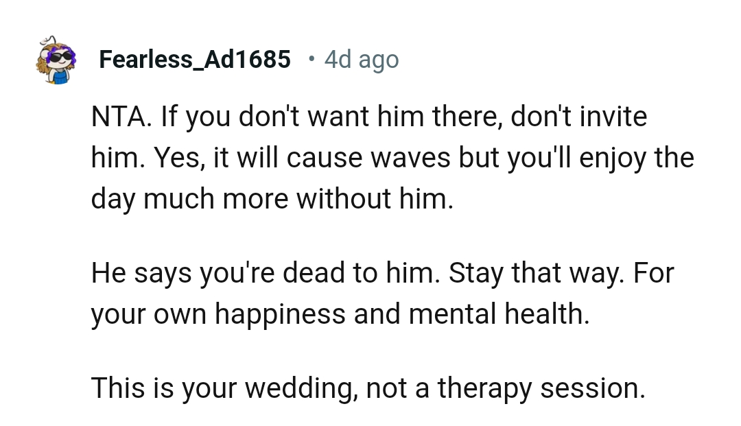 The OP is dead to him