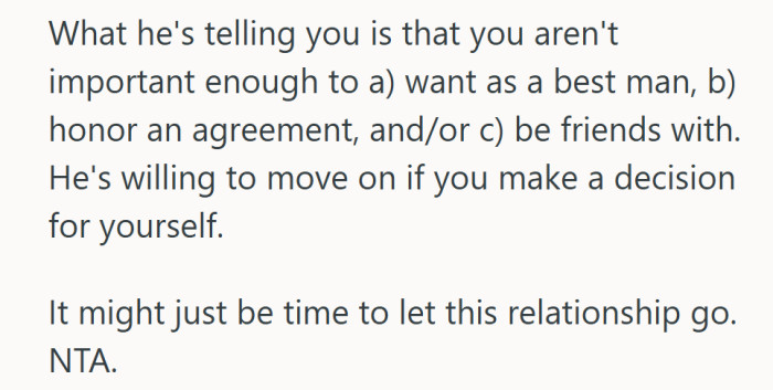 Many agreed that the friendship had run its course and urged him to move on with peace.
