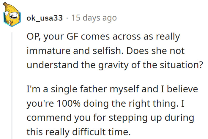 Cheers to responsible parenting! While the girlfriend's stuck in the 