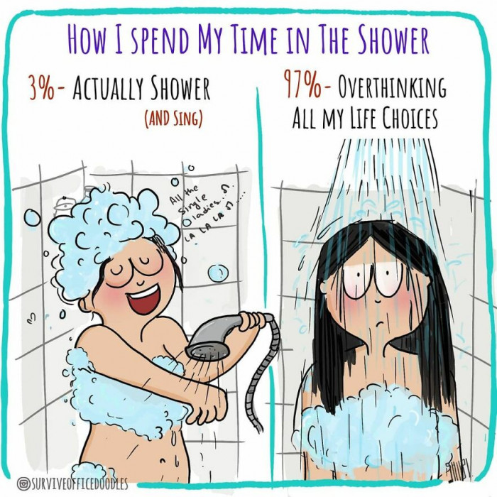 7. Pondering while showering.