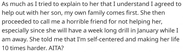 OP tried to explain, but her entitled roommate wouldn't listen. She claims that OP is self-centered and is making her life difficult.