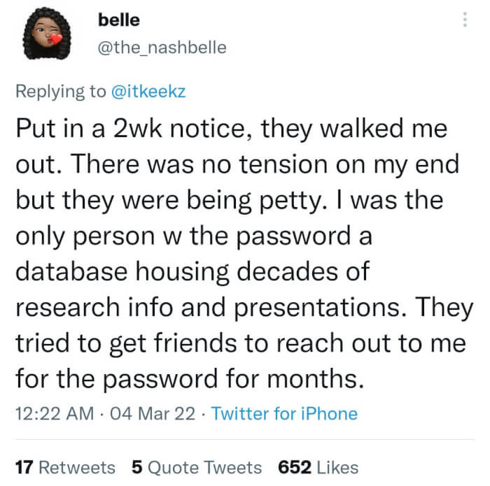 12. Decades of research information in one employee's hands. So much power!