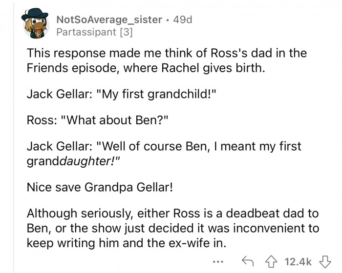 A similar interaction happened in the sitcom 